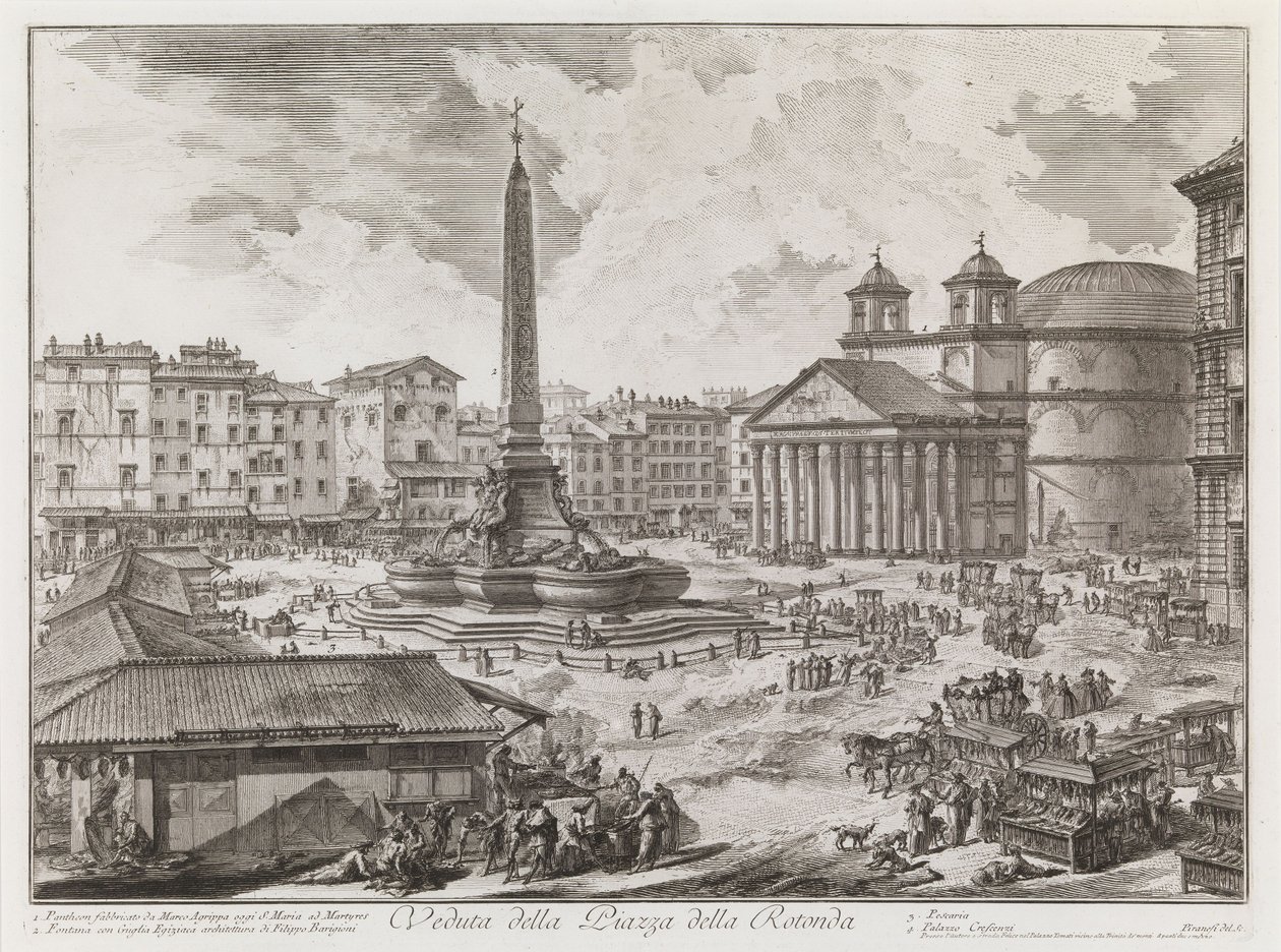 Udsigt over Piazza della Rotonda, fra serien Vedute di Roma af Giovanni Battista Piranesi