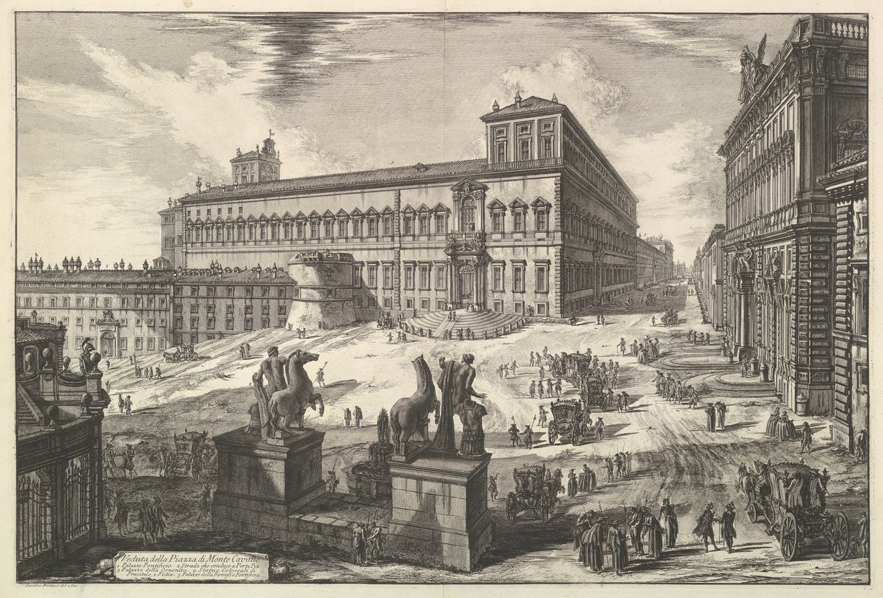 Udsigt over Piazza di monte Cavallo, fra Views of Rome Roman Views, ca. 1773. af Giovanni Battista Piranesi
