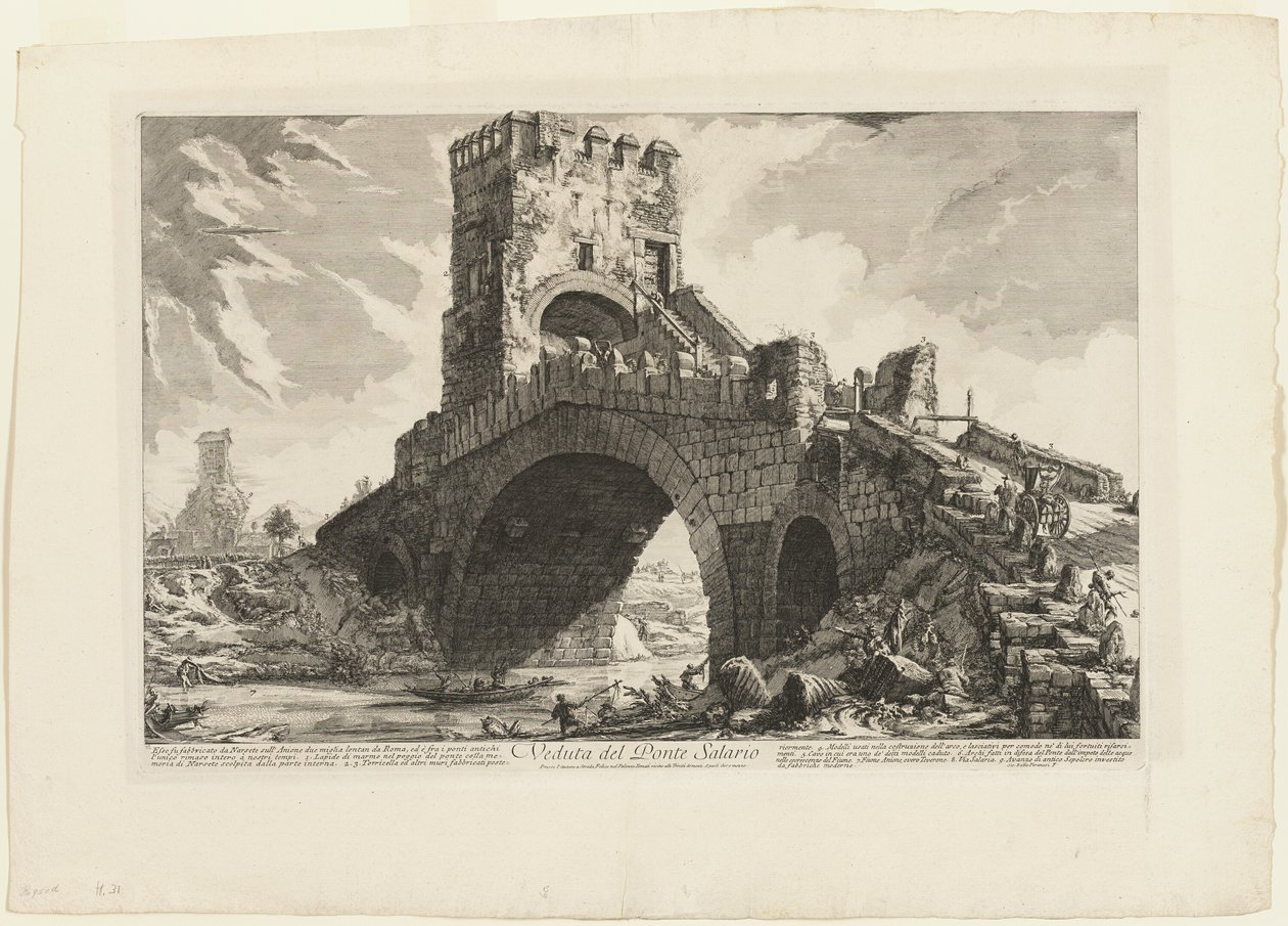 Udsigt over Ponte Salario, fra Udsigt over Rom af Giovanni Battista Piranesi
