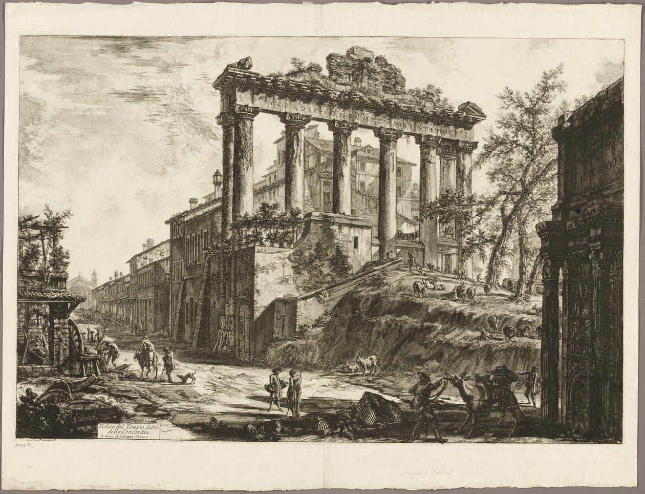Udsigt over det såkaldte Tempel of Concord, fra Views of Rome af Giovanni Battista Piranesi