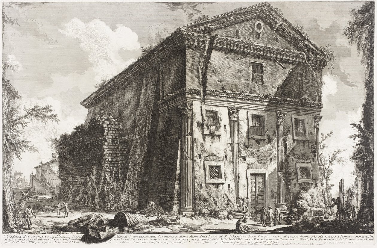 Udsigt over Bacchus-templet, 1760-78 af Giovanni Battista Piranesi