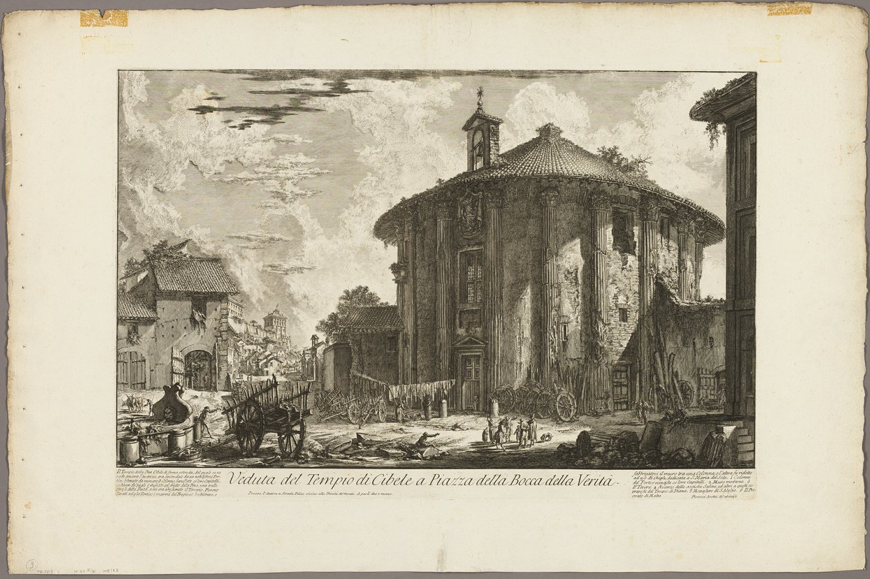 Udsigt over Cybele-templet på Piazzaen i Bocca della Verità, fra udsigt over Rom af Giovanni Battista Piranesi