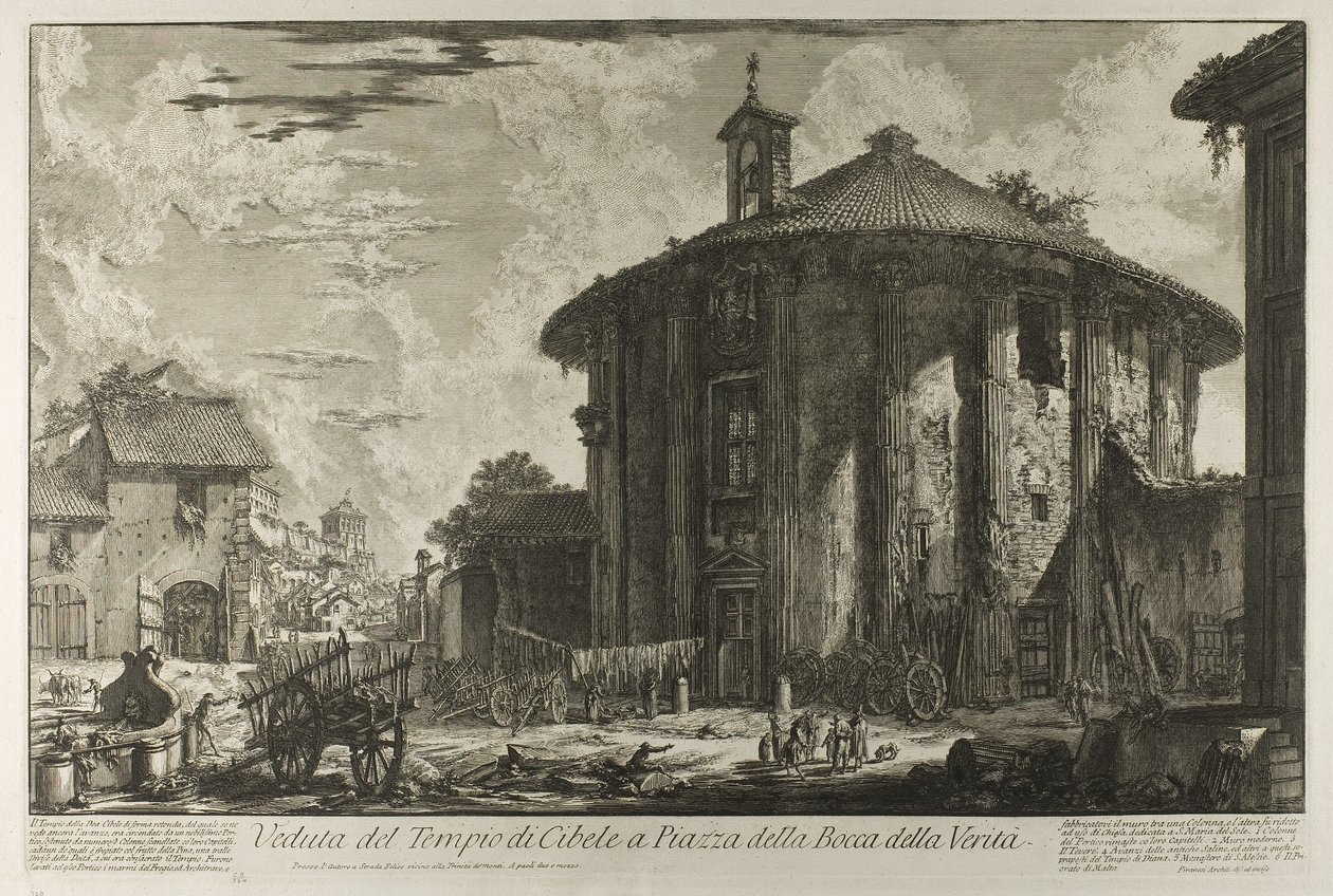 Udsigt over Cybele-templet på Piazza af Bocca della Verità, fra udsigt over Rom af Giovanni Battista Piranesi