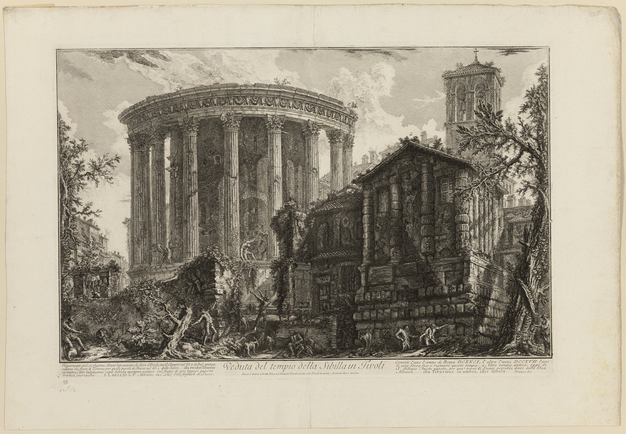 Udsigt over Sibyllens tempel i Tivoli, fra Udsigt over Rom af Giovanni Battista Piranesi