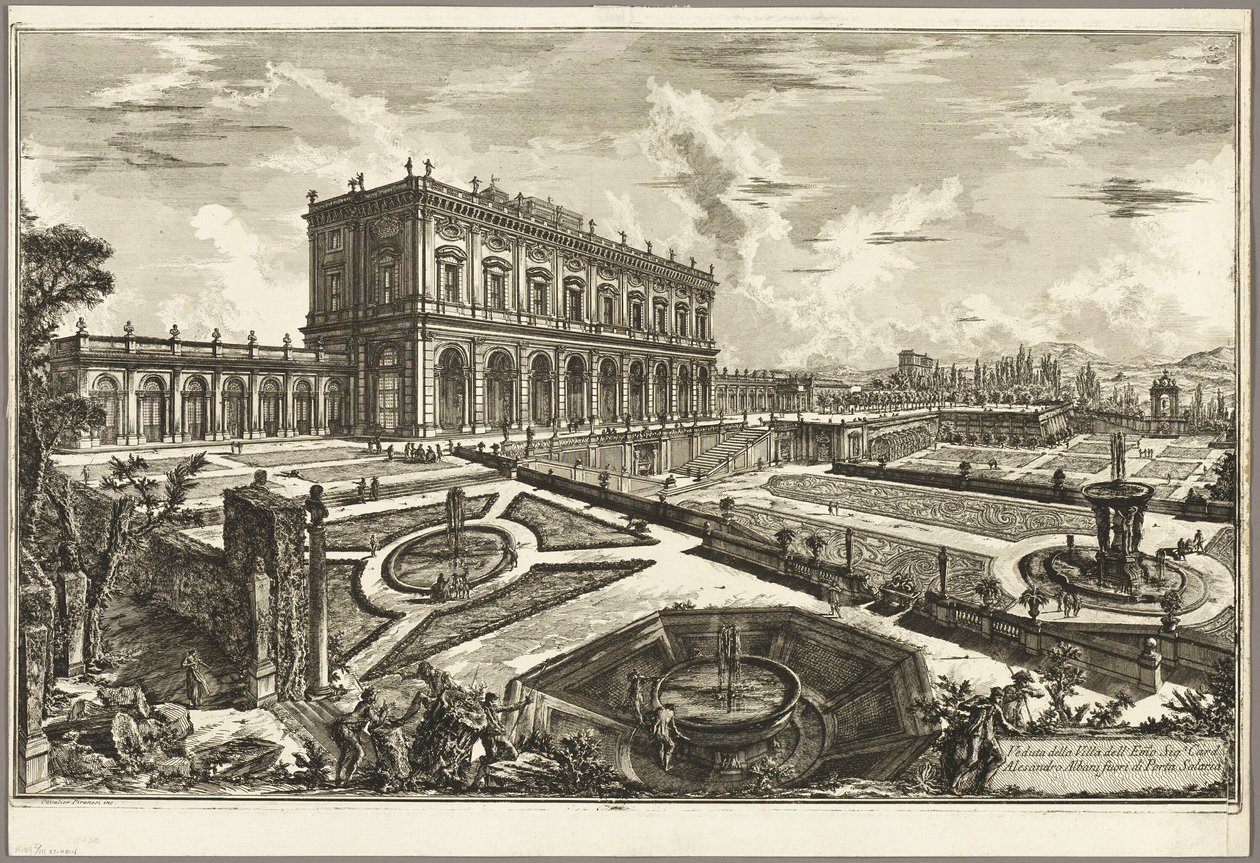 Udsigt over Villa of His Eminence Kardinal Alessandro Albani, uden for Porta Salaria, fra udsigt over Rom af Giovanni Battista Piranesi