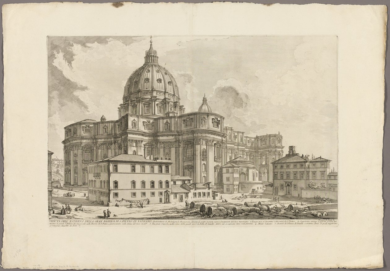 Udsigt over Peterskirkens ydre i Vatikanet, fra Views of Rome af Giovanni Battista Piranesi