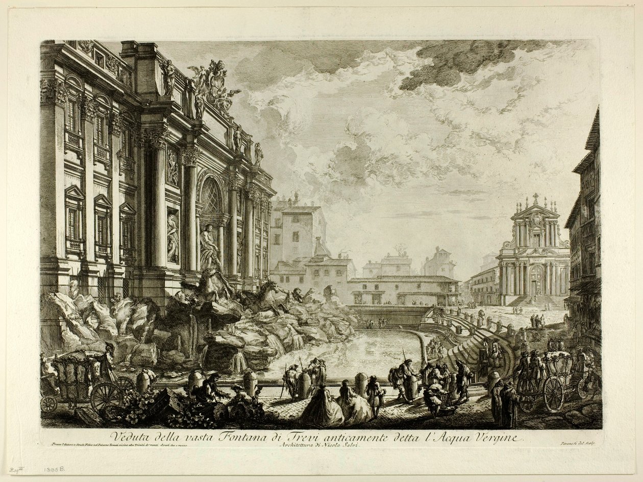 Udsigt over den store Trevi-fontæne, tidligere kaldet Acqua Vergine, fra Udsigt over Rom af Giovanni Battista Piranesi
