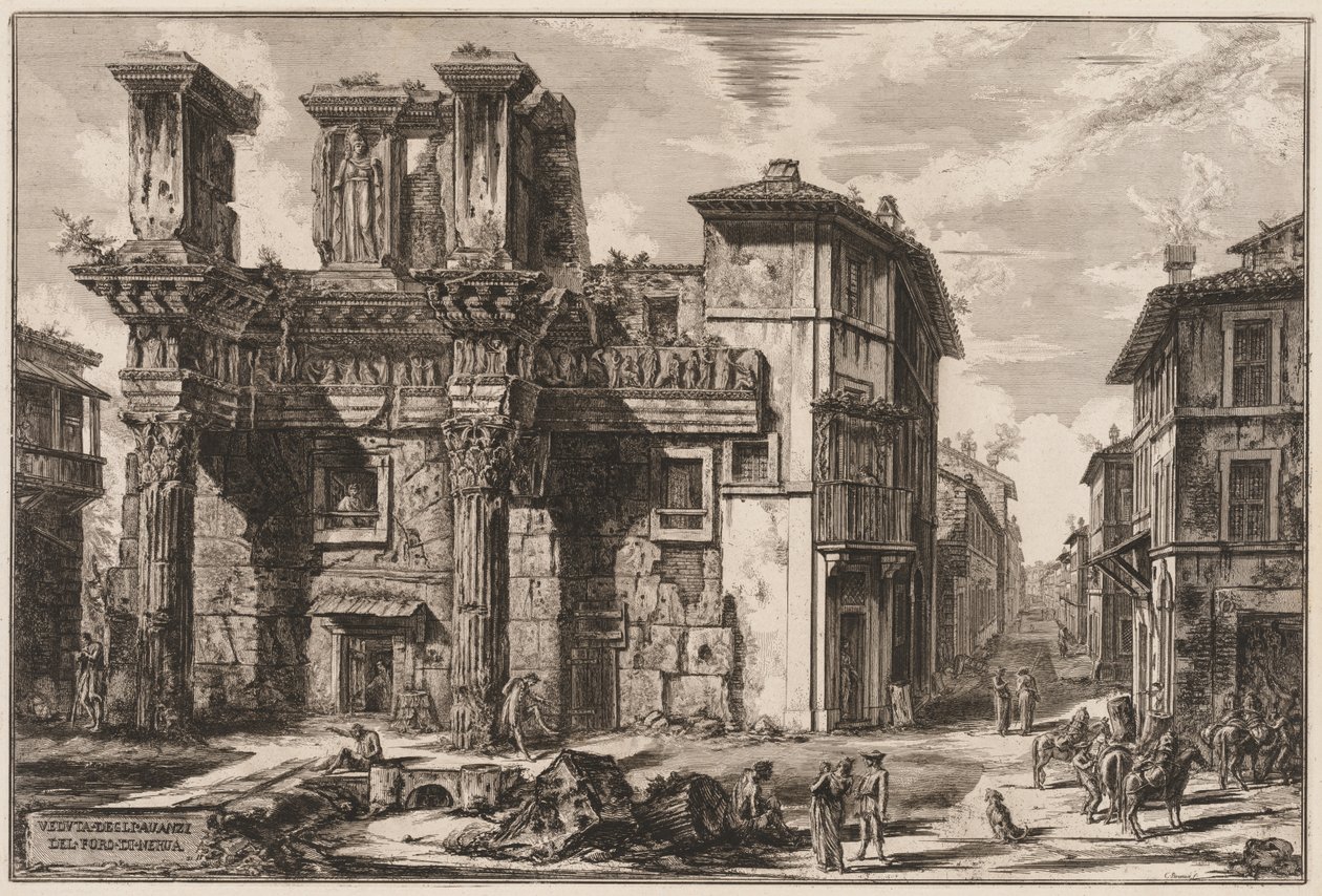 Udsigt over Rom: Forum of Nerva af Giovanni Battista Piranesi