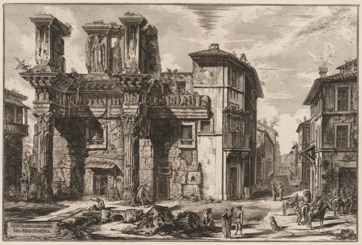 Udsigt over Rom: Forum of Nerva. af Giovanni Battista Piranesi