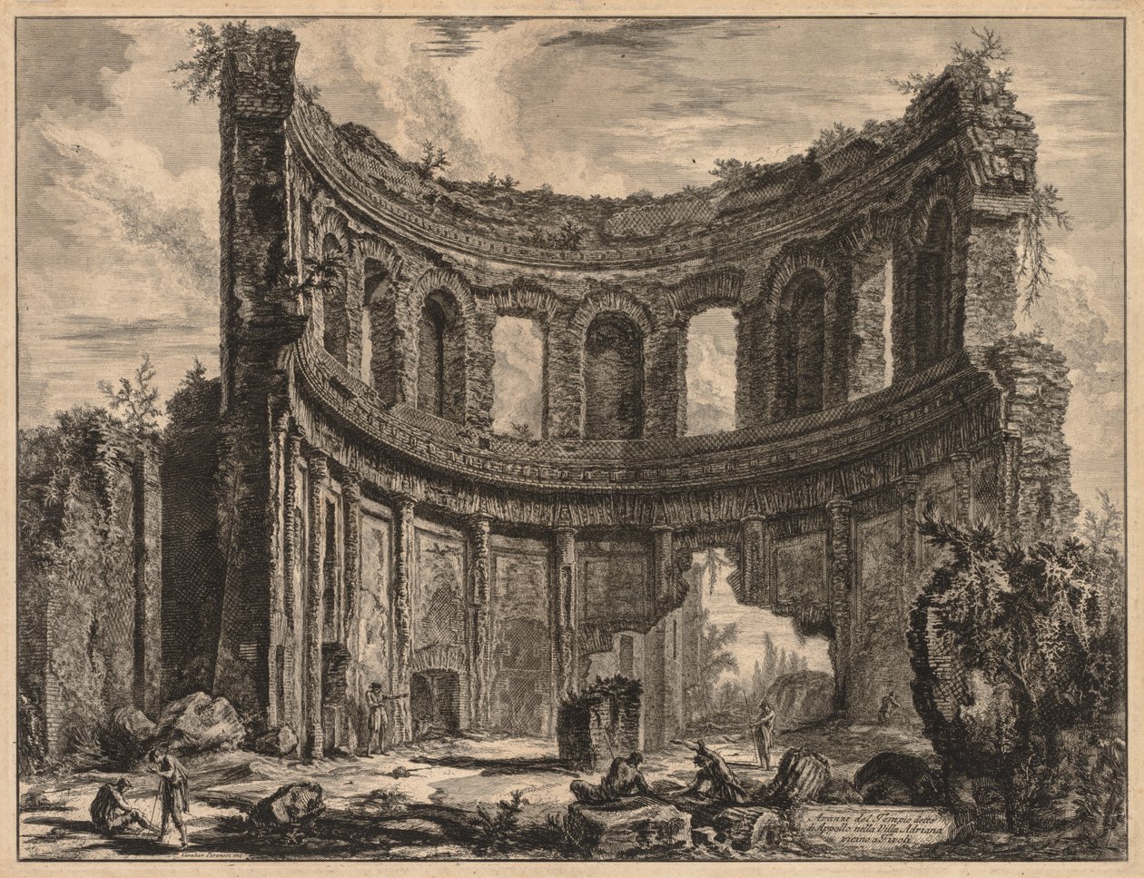 Udsigt over Rom: Rester af Apollontemplet nær Hadrians villa af Giovanni Battista Piranesi