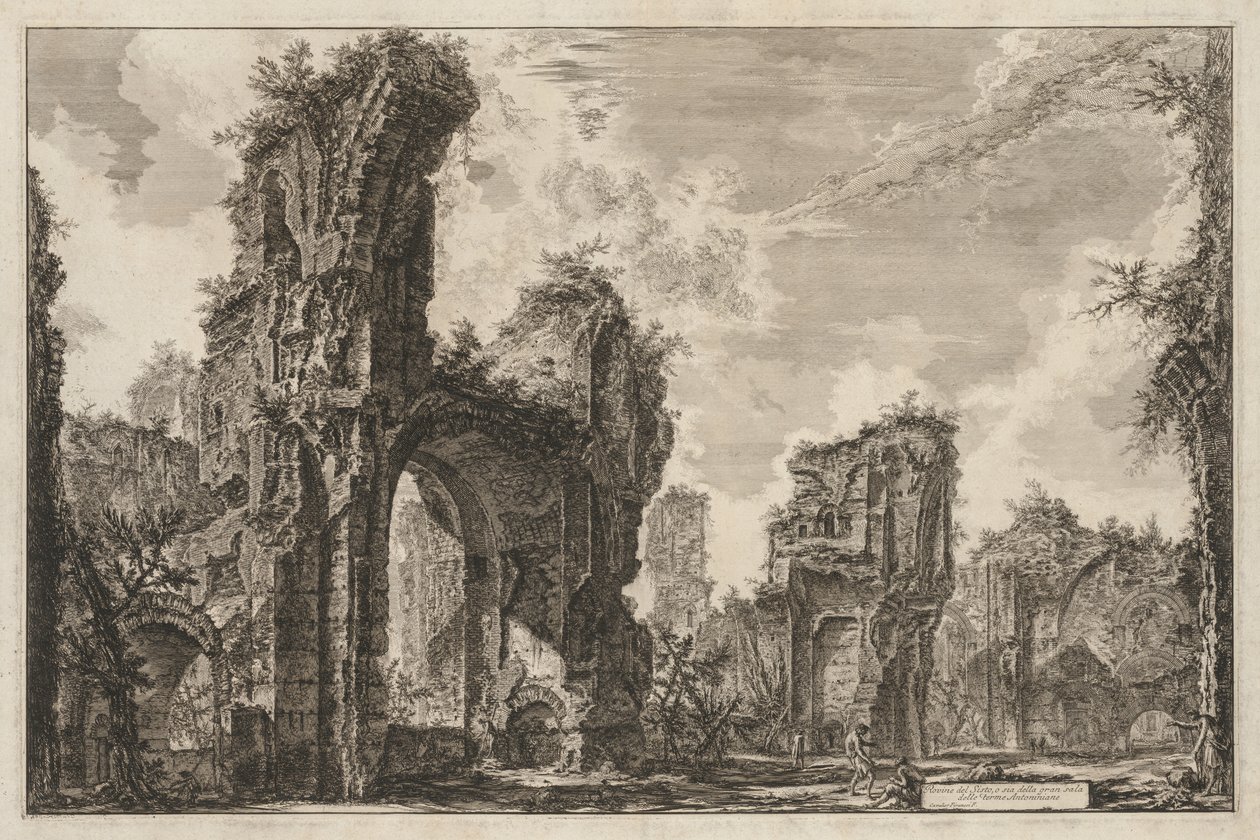Udsigt over Rom: Ruinerne af Sisto eller begge dele af den store sal i Antoninian Baths af Giovanni Battista Piranesi