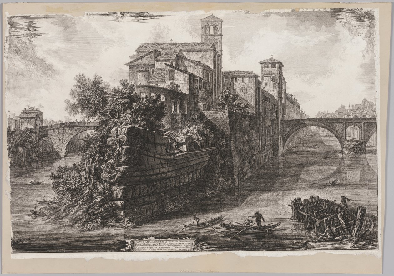 Udsigt over Rom: The Isola Tiberina af Giovanni Battista Piranesi