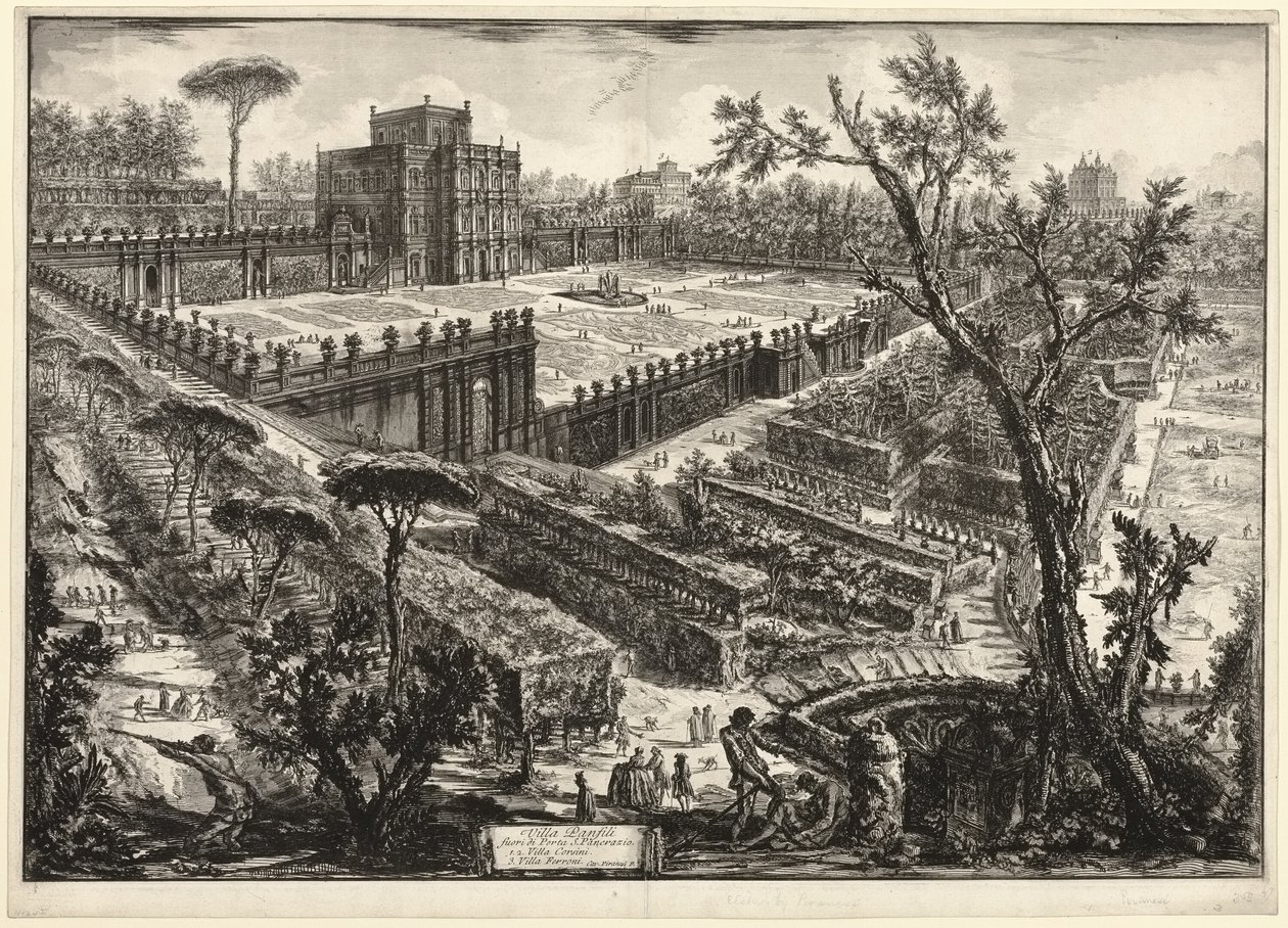 Villa Pamphili udenfor Porta S. Pancrazio, fra Udsigt over Rom af Giovanni Battista Piranesi