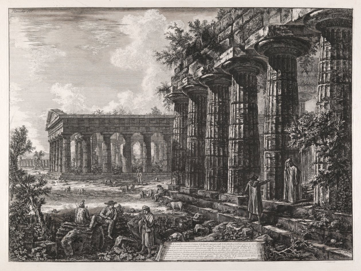 Udsigt til nogle af søjlerne på den modsatte facade? det fra den forrige plade af Giovanni Battista Piranesi