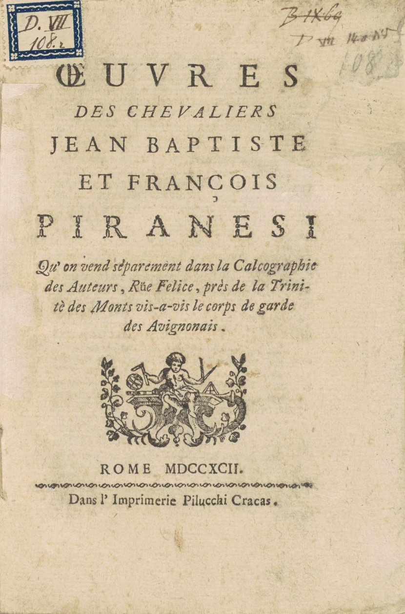 Værker af ridderne Jean Baptiste og François Piranesi af Giovanni Battista Piranesi, Francesco Piranesi