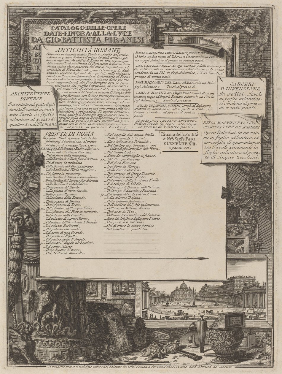Katalog over de værker, der hidtil er givet til Lvce af Gio Battista Piranesi af Giovanni Battista Piranesi and Francesco Piranesi
