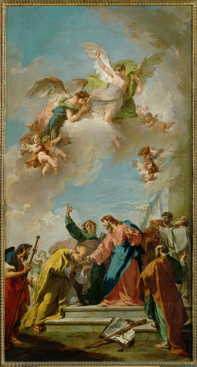 Kristus giver nøglerne til Sankt Peter ... af Giovanni Battista Pittoni