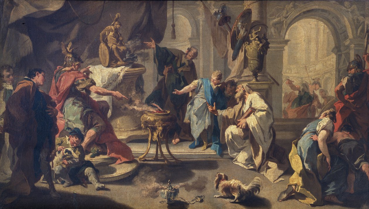 Hannibal sværger evigt fjendskab til romerne, ca. 1723 (olie på lærred) af Giovanni Battista Pittoni