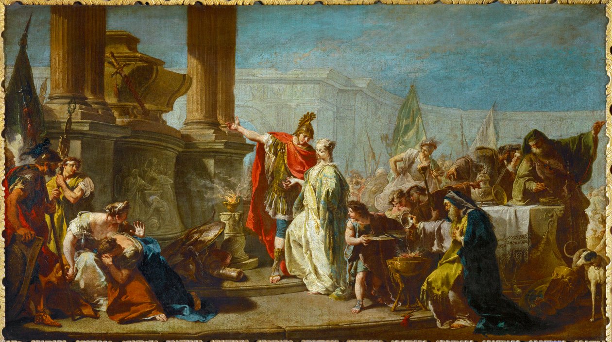 Polyxena, datter af Priamos, konge af Troja, ofres som soning til den døde Achilles