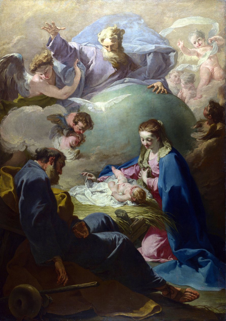 Fødselen med Gud Faderen og Helligånden, ca. 1740 af Giovanni Battista Pittoni