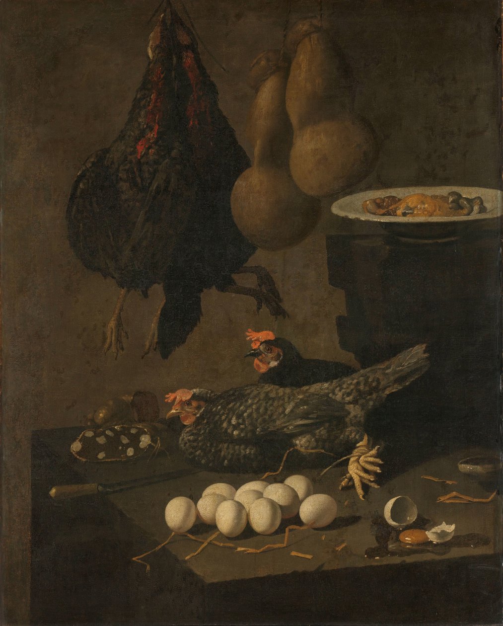 Stilleben med høns og æg af Giovanni Battista Recco