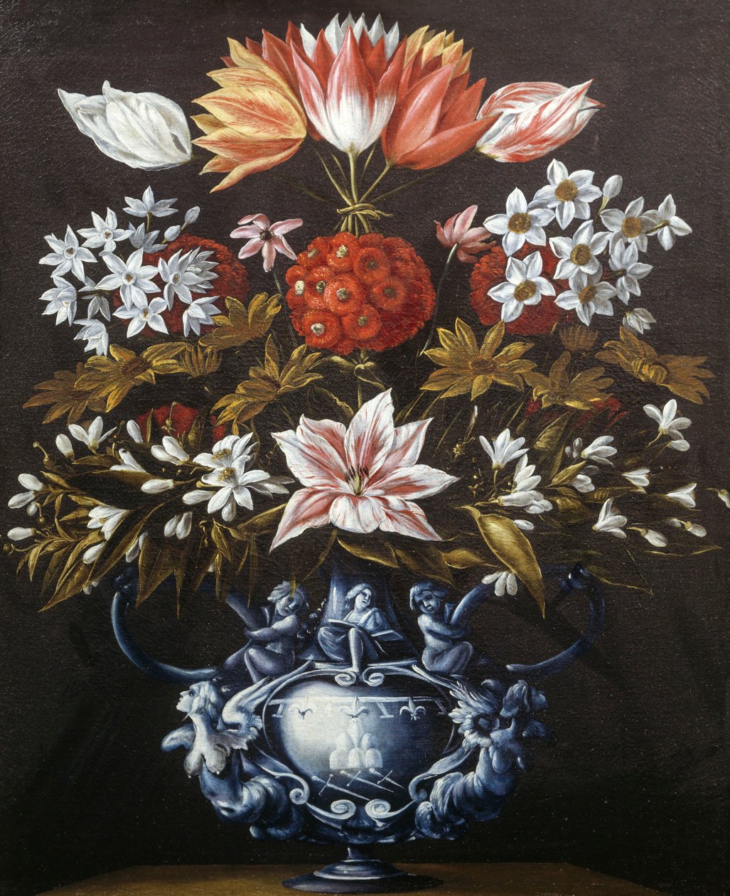 Vase med blomster af Giovanni Battista Recco