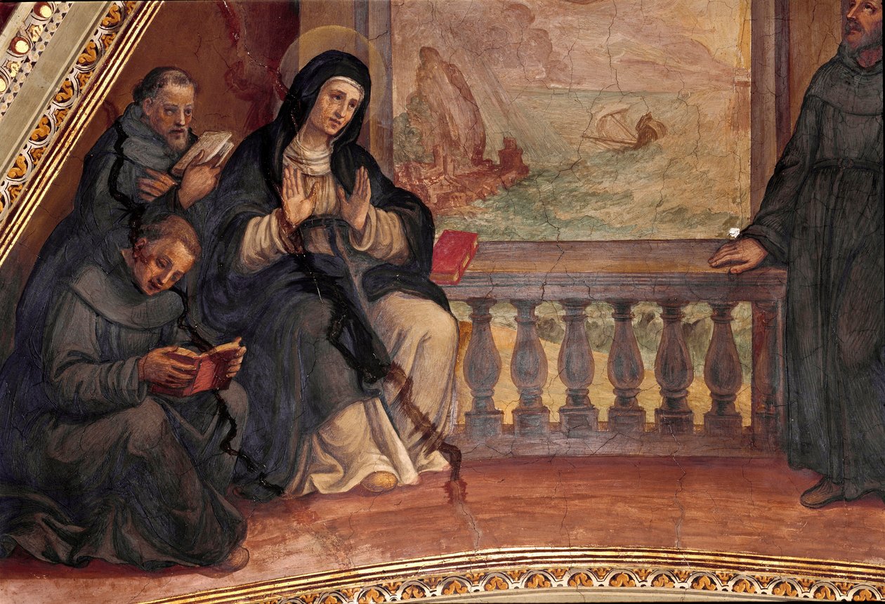 Historien om Saint Moniques liv, mor til Saint Augustine of Hippo. Fresco af Giovan Battista Ricci (1537-1627) Rom, Sant