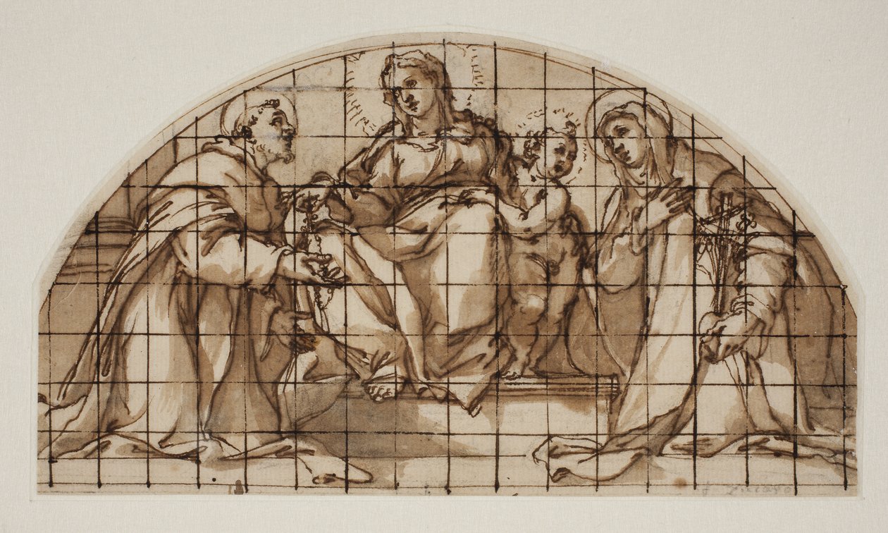 Lunette med Madonnaen og Barnet med Sts Francis af Assisi og Catherine af Siena af Giovanni Battista Ricci