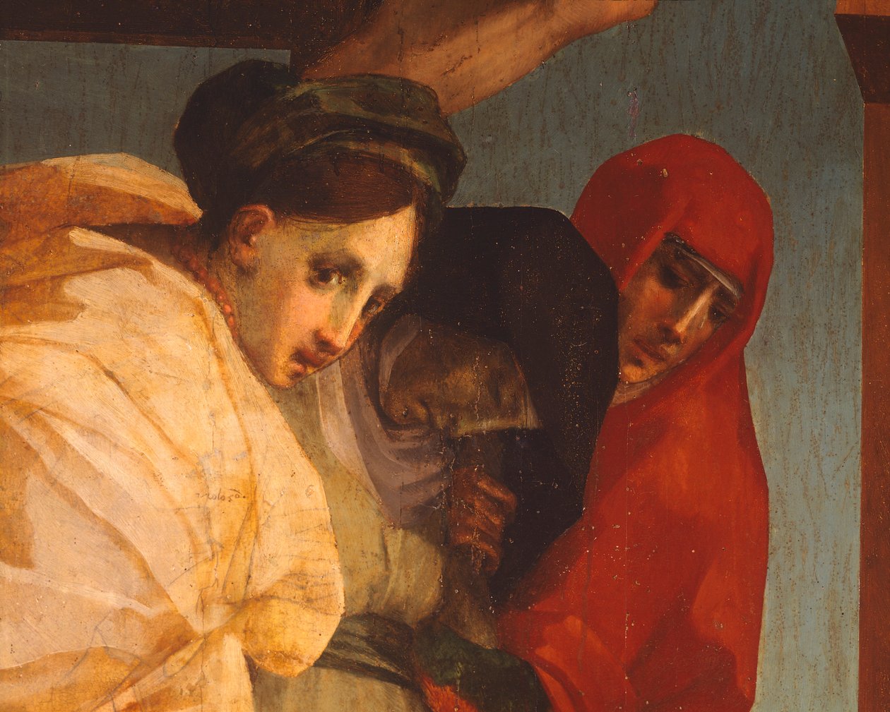 Deponering af Rosso Fiorentino (1494-1540), olie på træ, 375x196 cm, detalje af Giovanni Battista Rosso Fiorentino
