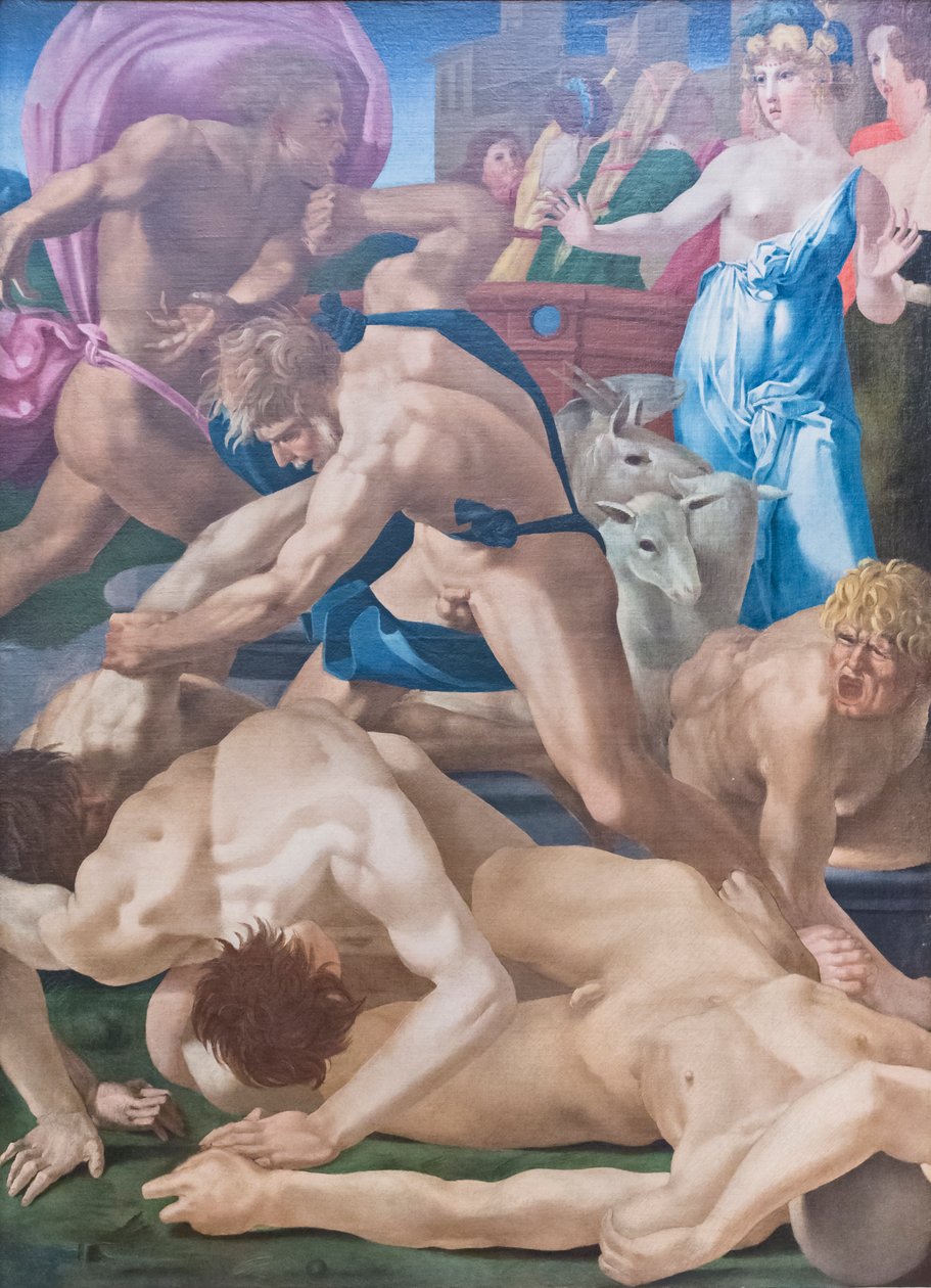 Moses forsvarede Jetros døtre af Giovanni Battista Rosso Fiorentino
