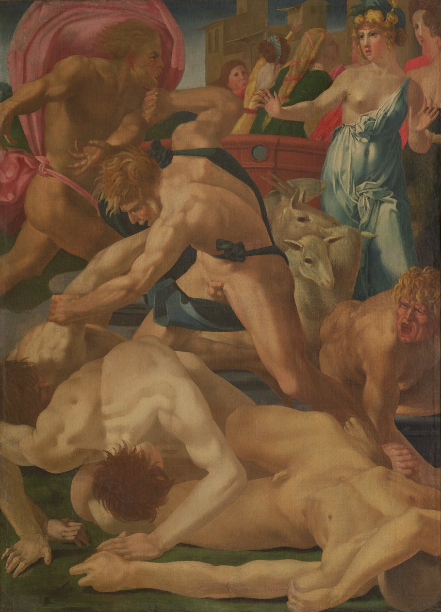 Moses forsvarer Jethros døtre, ca. 1523 af Giovanni Battista Rosso Fiorentino