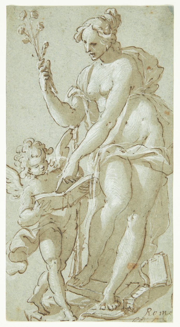 Venus underviser Amor, der læser i en bog af Giovanni Battista Rovere