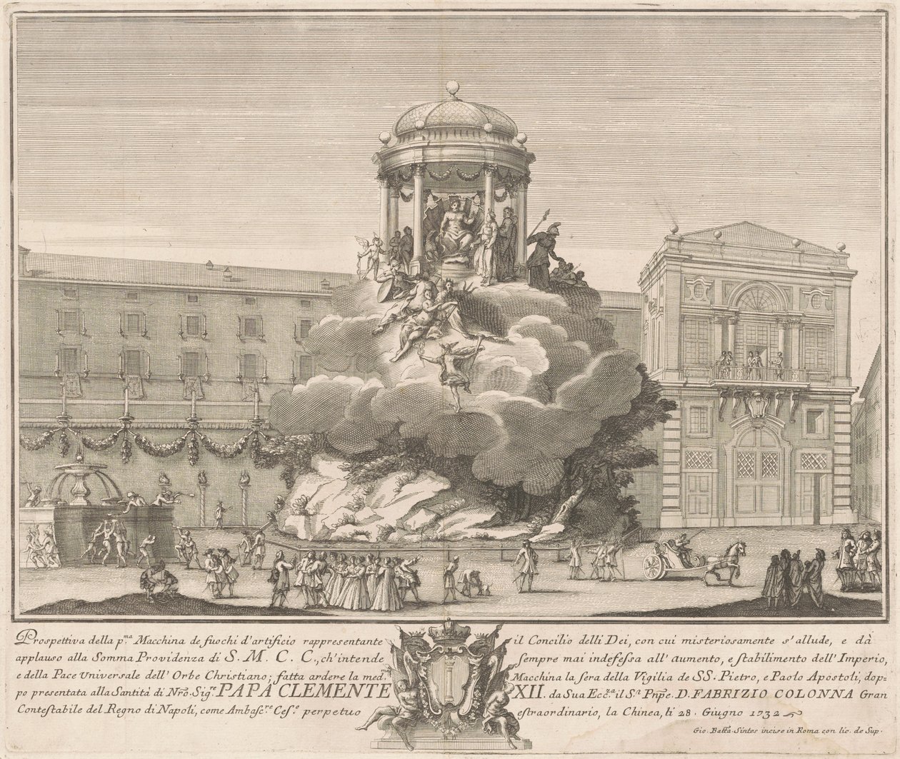 Prima Macchina for Kina fra 1732: Gudernes Råd af Giovanni Battista Sintes, after Nicola Michetti