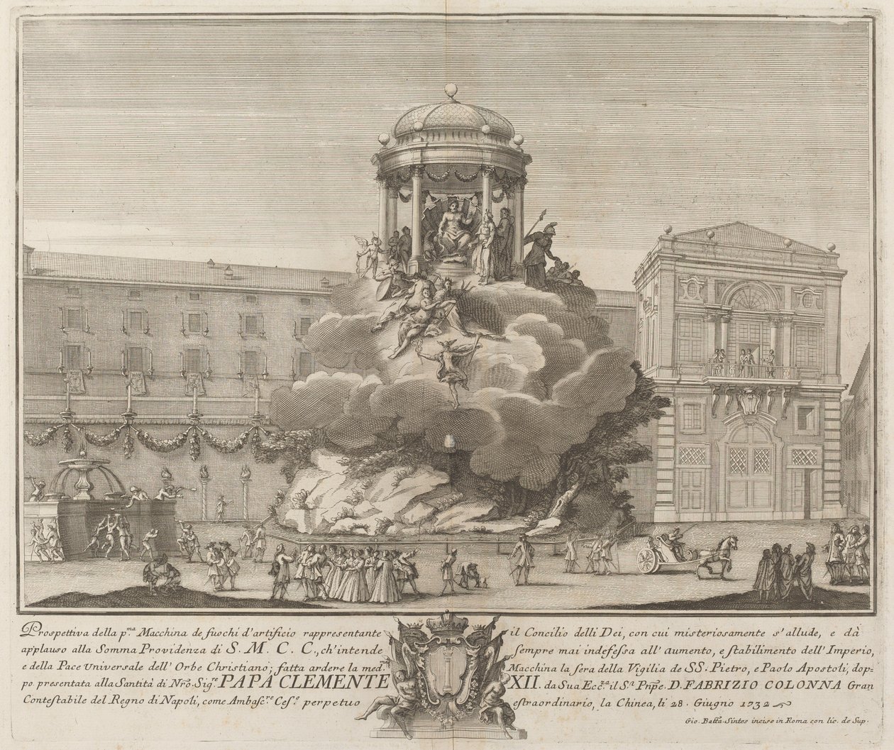 The Council of the Gods, til "Chinea"-festivalen af Giovanni Battista Sintes probably after Nicola Michetti