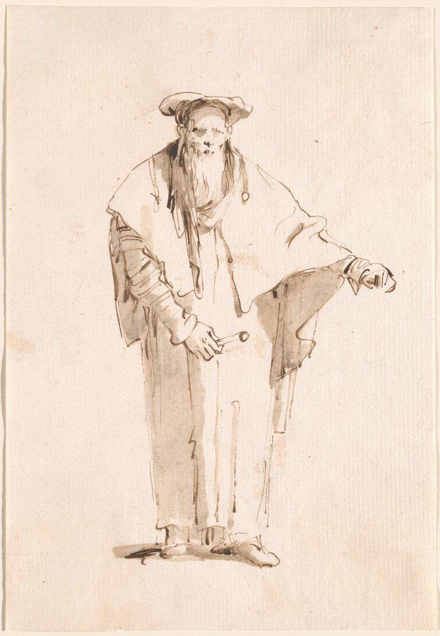 En stående orientaler, der holder en stang af Giovanni Battista Tiepolo