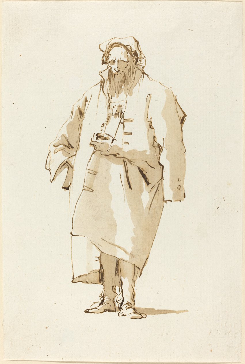 En stående orientaler iført en flot frakke af Giovanni Battista Tiepolo
