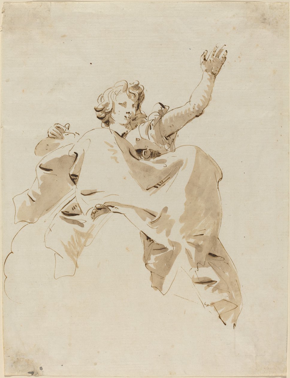 En kvinde, der sidder på en sky, set nedefra af Giovanni Battista Tiepolo