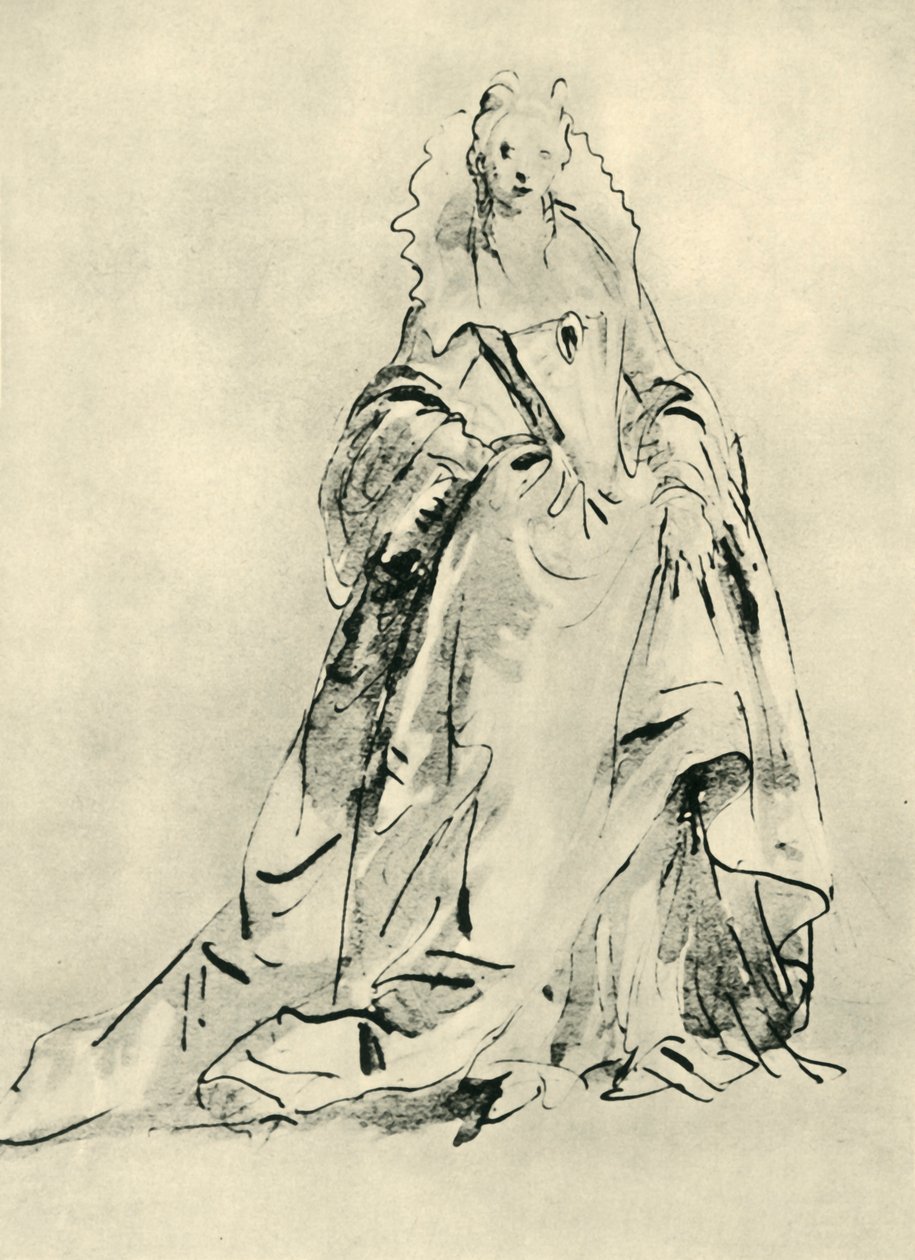 En dame iført en kjole med høj krave og spids overdel, begyndelsen af det 18. århundrede, 1943. af Giovanni Battista Tiepolo