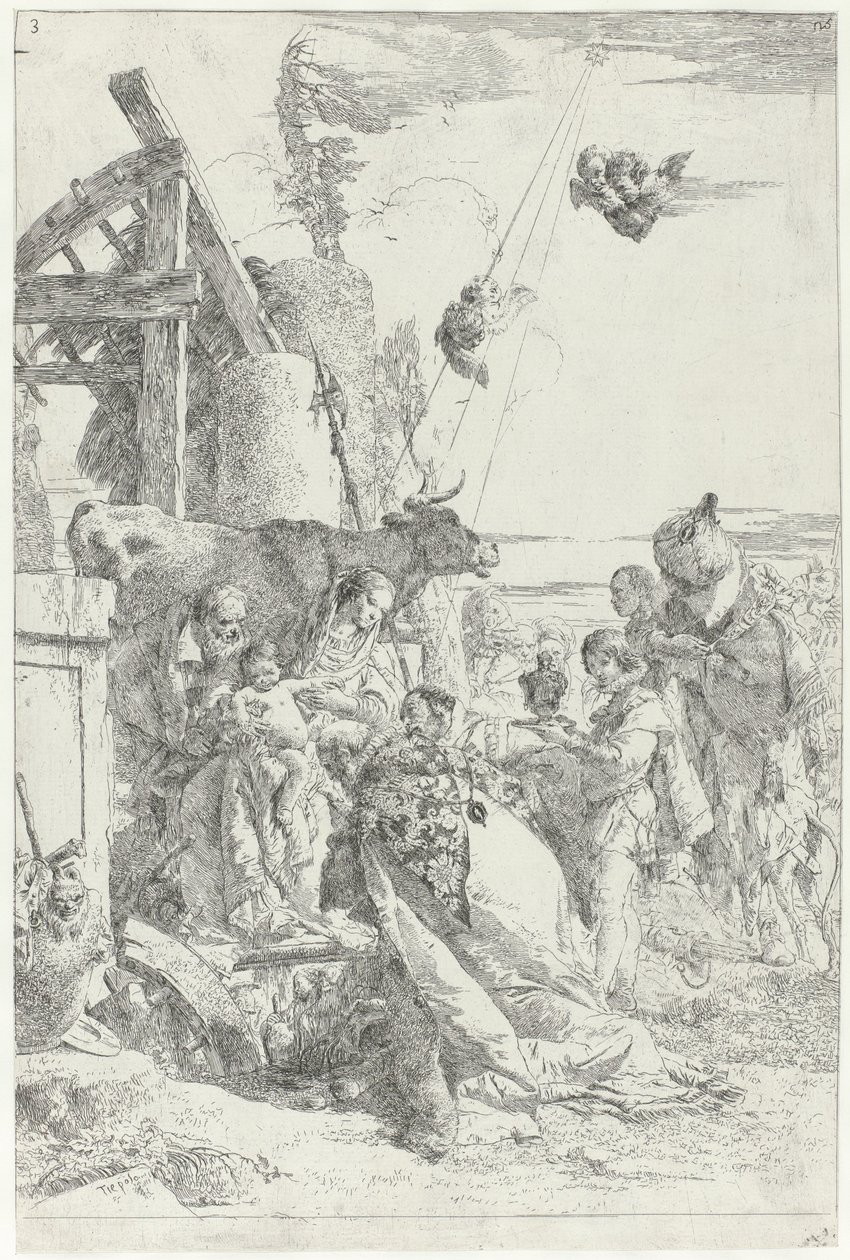 Tilbedelse af Kristusbarnet af tre konger Scherzi di fantasia (serietitel) af Giovanni Battista Tiepolo