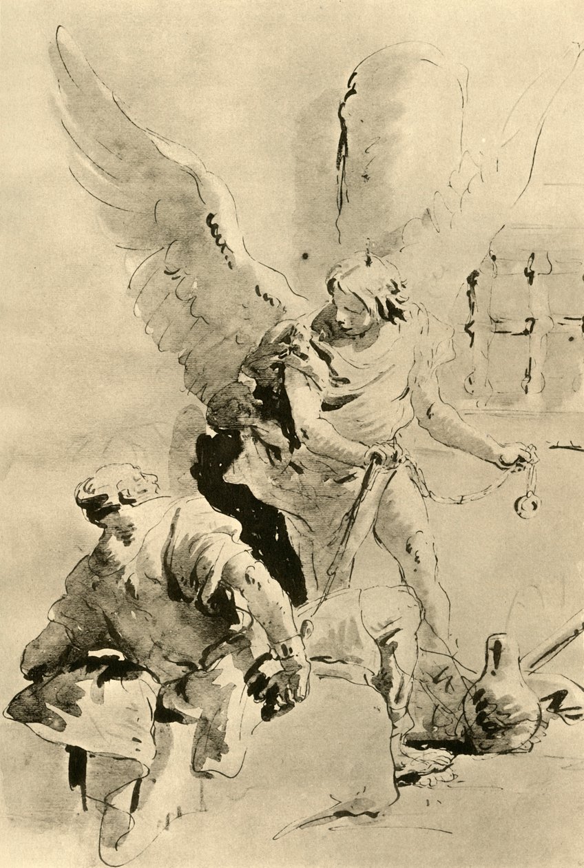 En engel viser sig for apostlen Peter i fængslet, midten af det 18. århundrede, 1928 af Giovanni Battista Tiepolo