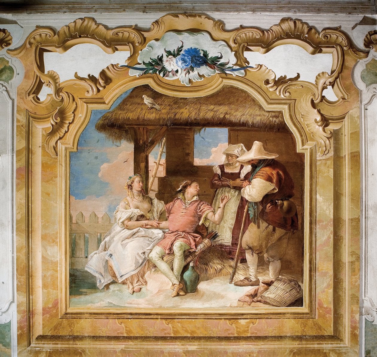 Angelica og Medoro tager afsked med bønderne, fra Orlando Furiosos værelse i Palazzina, 1757 af Giovanni Battista Tiepolo