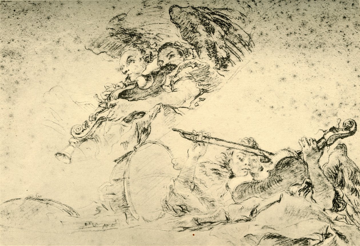 Engle spiller musikinstrumenter, c1755, 1928 af Giovanni Battista Tiepolo