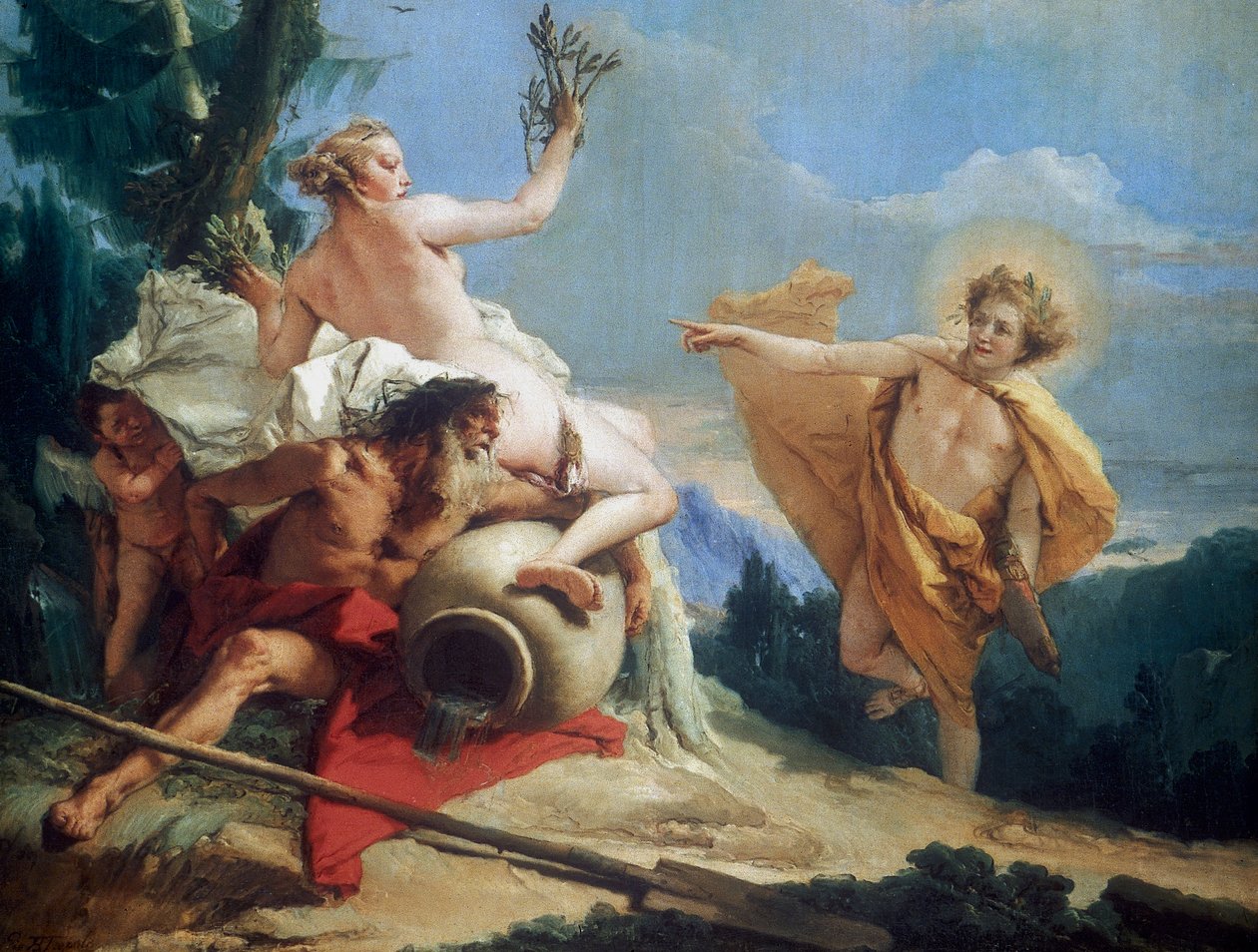 Apollo forfølger Daphne, c1755-1760 af Giovanni Battista Tiepolo