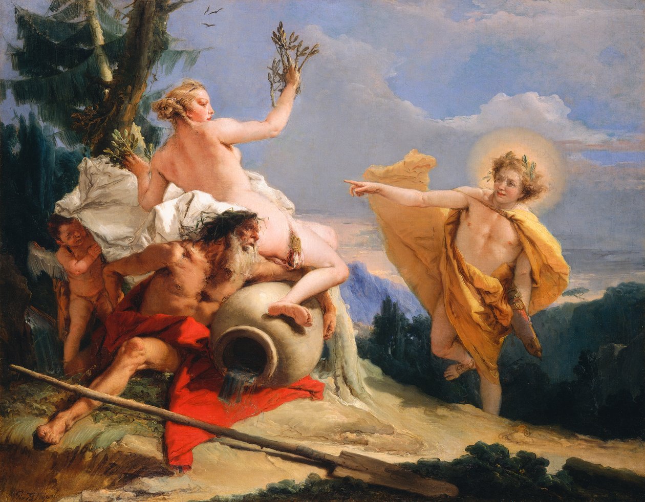 Apollo forfølger Daphne, ca. 1755-60 af Giovanni Battista Tiepolo
