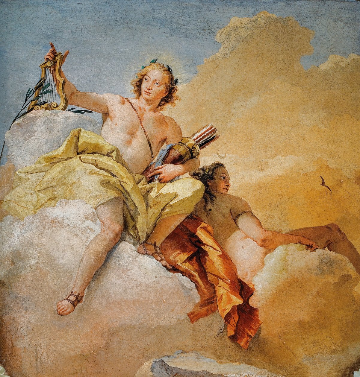 Apollo og Diana, fra Room of Olympian Deities in the Foresteria (gæstehus) 1757 af Giovanni Battista Tiepolo