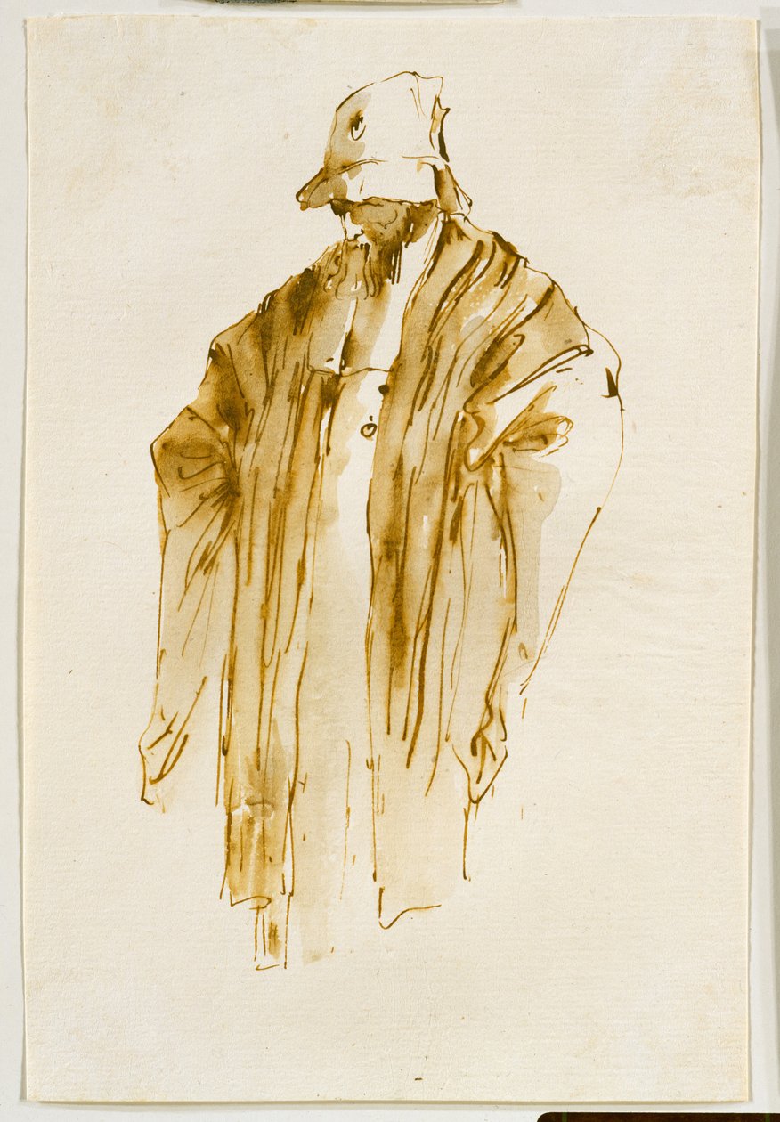 Bärtiger Mann, der nach links unten schaut af Giovanni Battista Tiepolo