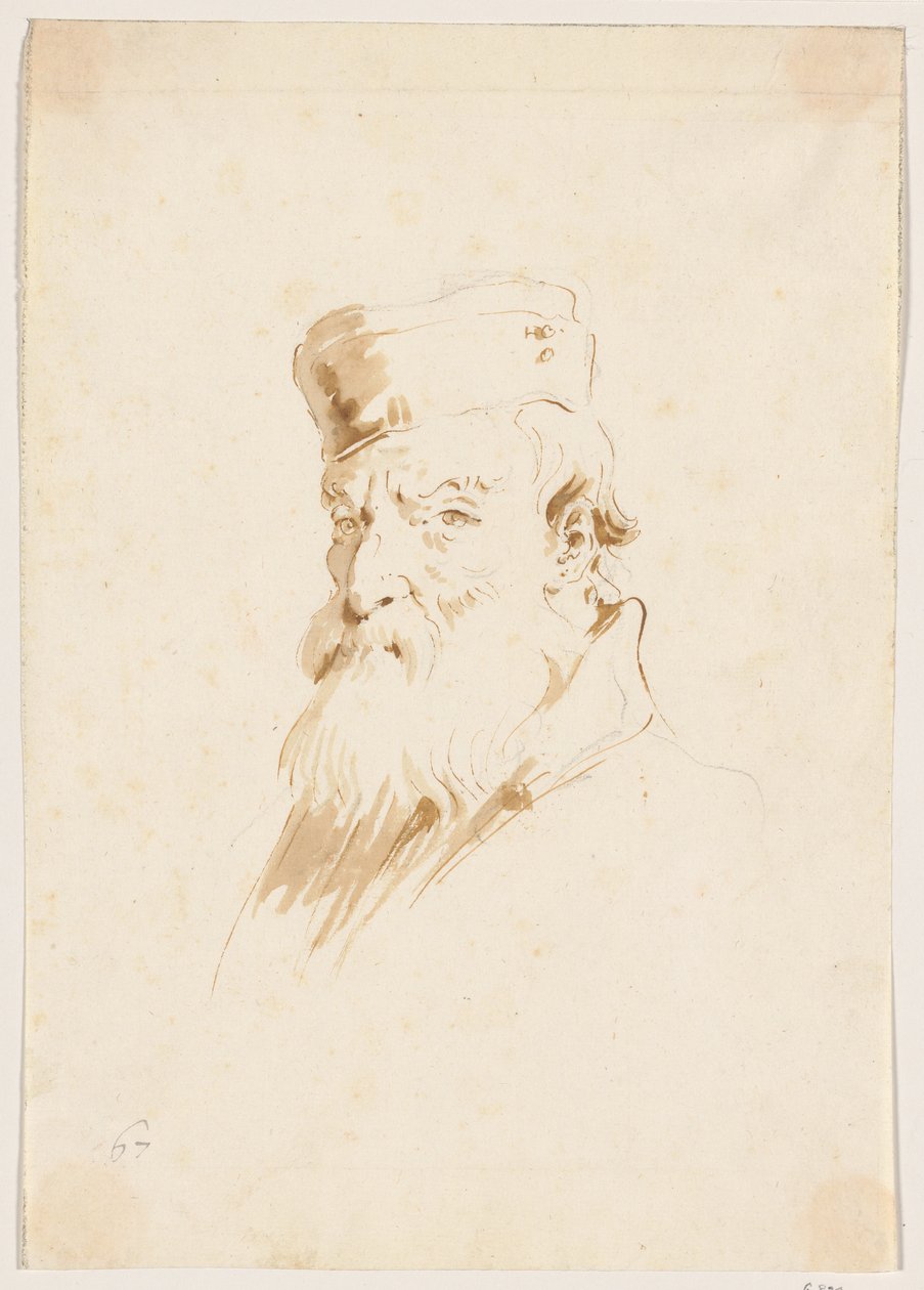 Skægget mand med kasket af Giovanni Battista Tiepolo
