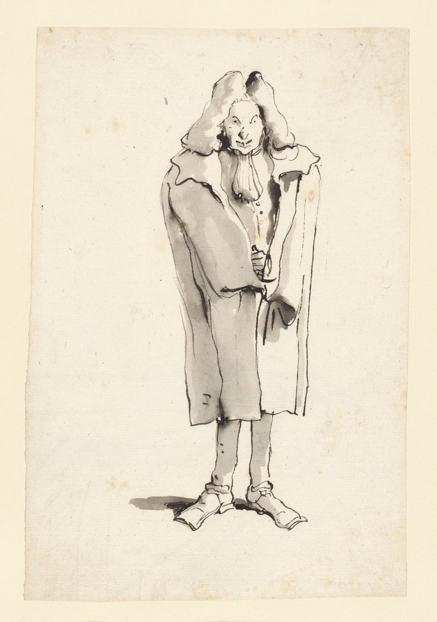 Karikatur af en mand iført frakke af Giovanni Battista Tiepolo