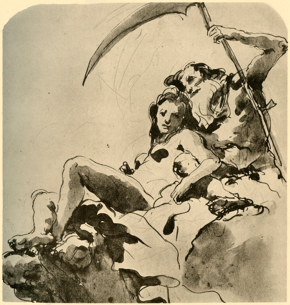Chronos and a Young Woman, midten af det 18. århundrede, 1928 af Giovanni Battista Tiepolo