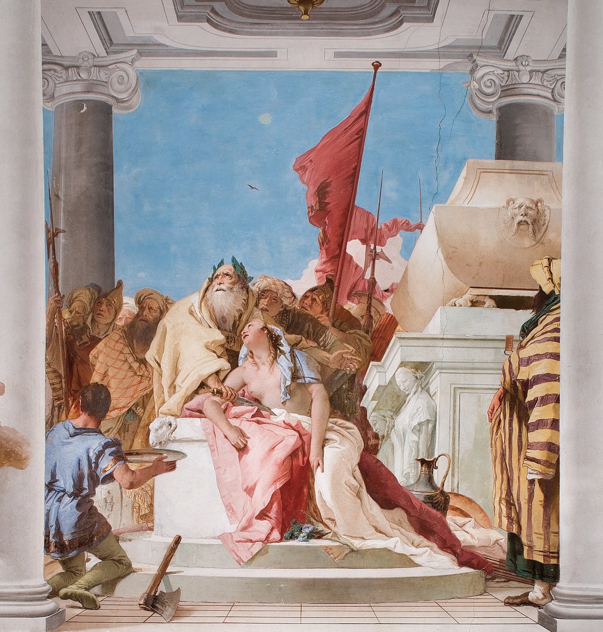 Detalje fra The Sacrifice of Iphigenia, fra entréen i Palazzina, 1757 af Giovanni Battista Tiepolo